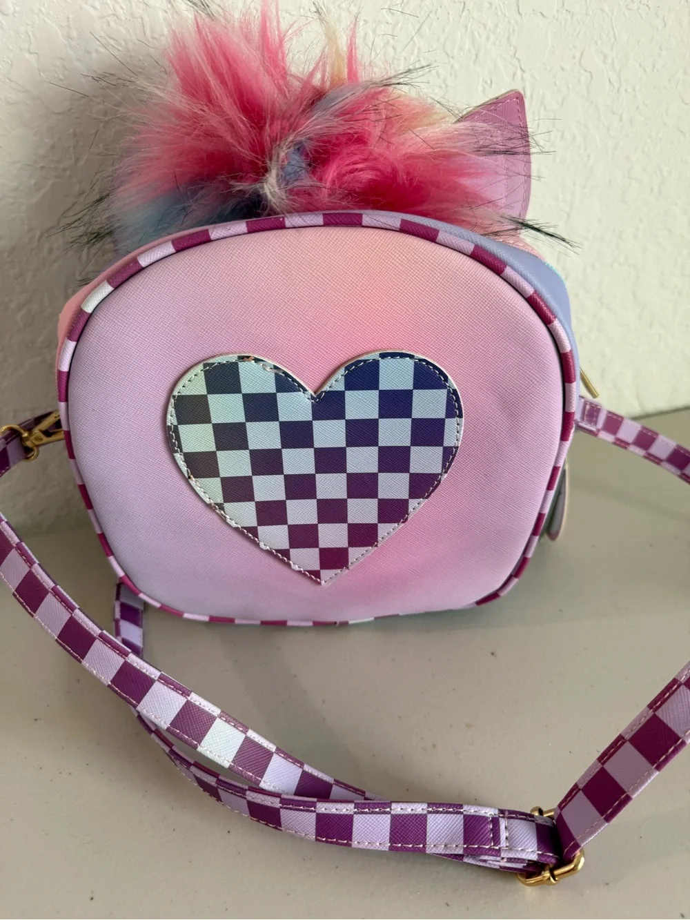 New girls Under One Sky Pastel Unicorn Cat Crossbody Bag - Pink & Lavender